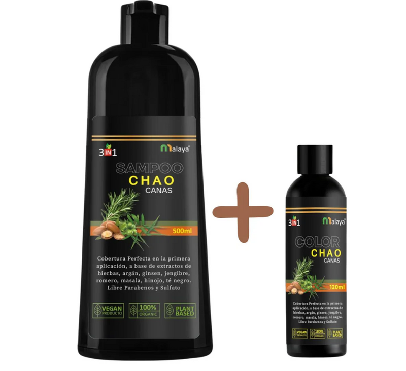 SHAMPOO CHAO  CANAS +TRATMIENTO - RECUPERA TU COLOR Y JUVENTUD EN MINUTOS