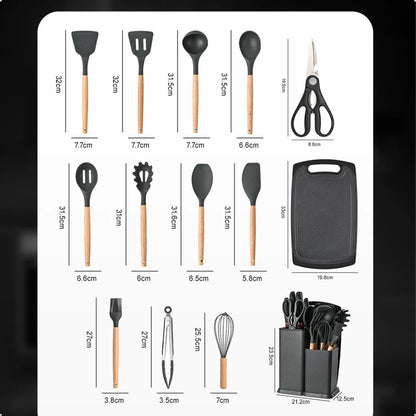 Kit de Utensilios de Cocina de Silicona – 19 Piezas